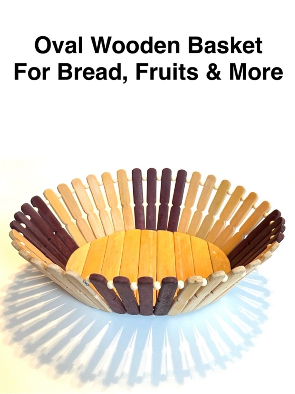 5/$15💥 Oval Wooden Fruit & Bread Basket Dining & Home Accent Decor